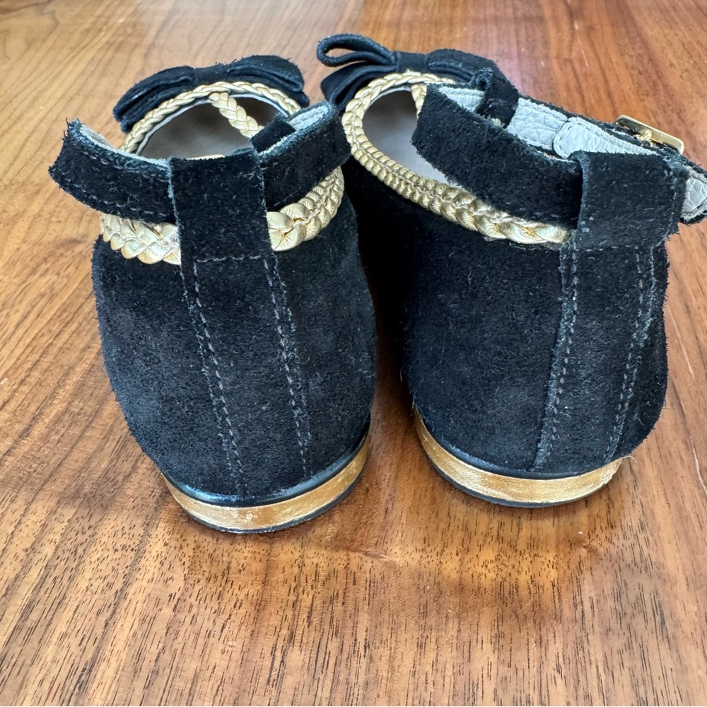 Girl's Empress Noir Suede Bow Mary Jane Dress Flats. Euro Size 30 / US 1… - Picture 6 of 15